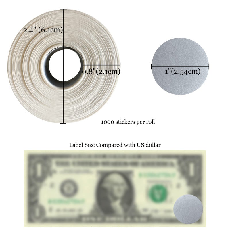 MR-LABEL Mr- Label - 1000 Pieces 1 inch Round Scratch Off Stickers - DIY Stickers for Gender Reveal | Reward Programs | Scratch Tickets (Silver) - Image 2